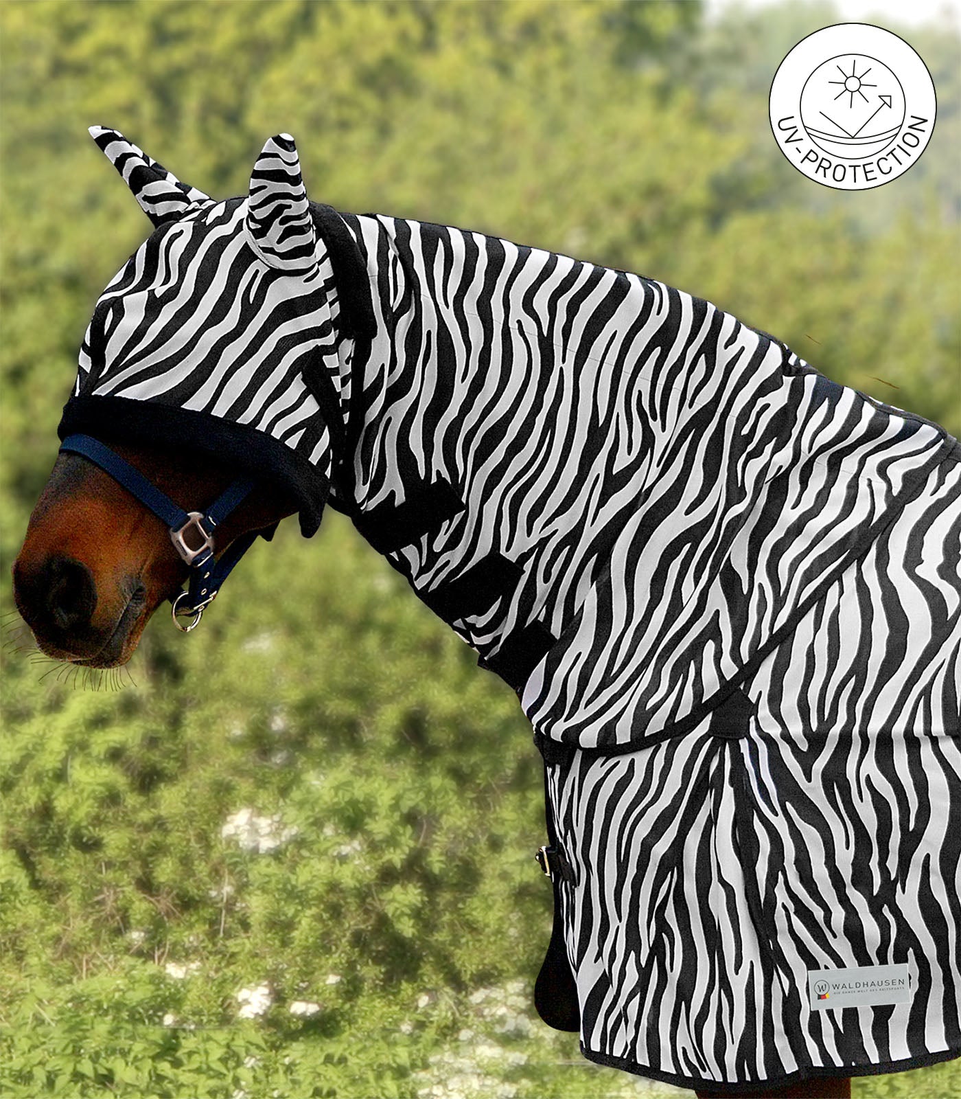 Couvre-cou anti-mouche Zebra, noir-blanc