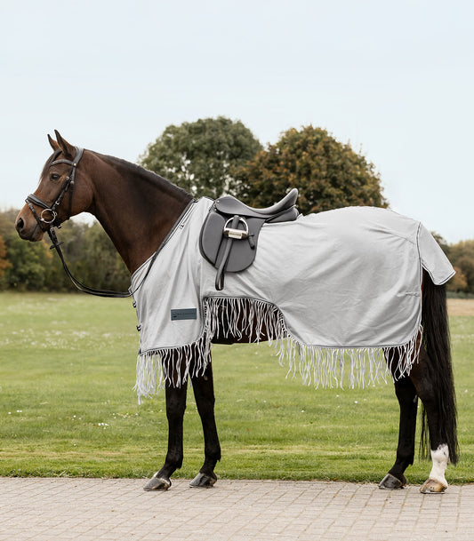 Couvre-reins anti-mouches PROTECT avec franges, gris argent-gris